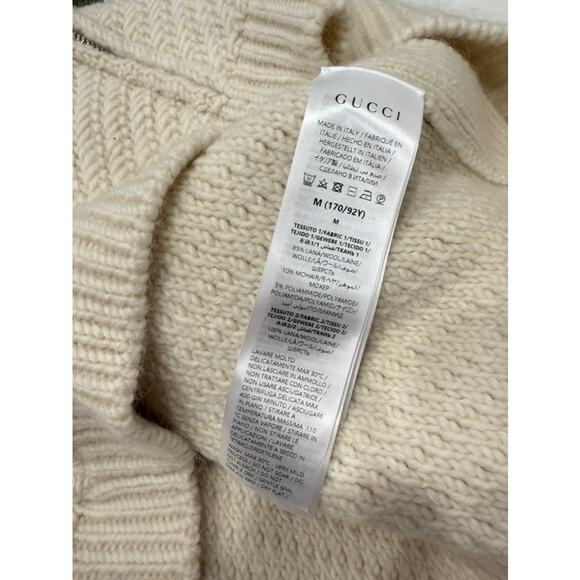 Gucci GG Zip Up Wool Mohair Web Striped Cardigan Classic Sweater Knit - Picture 3 of 8